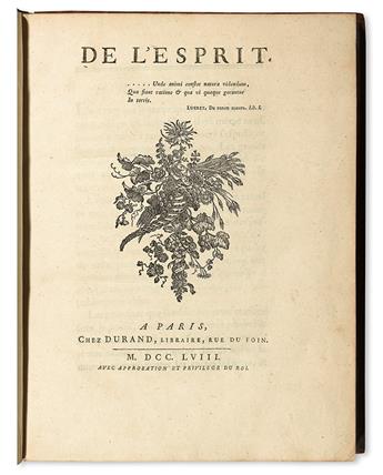 HELVÉTIUS, CLAUDE-ADRIEN.  De lEsprit.  1758